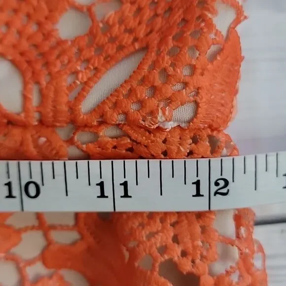A.Peach crocheted lace halter dress in sunburnt orange Women's Size S - Picture 11 of 12